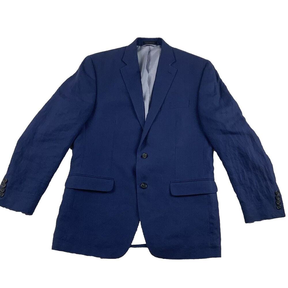 Chaps Linen Blazer mens 40R Blue Two Button Single Breast Business Casual $250